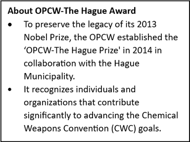 Indian Chemical Council Wins ‘OPCW-The Hague Award’ for 2024