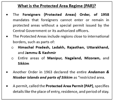 Reimposition of Protected Area Regime (PAR) in Manipur, Nagaland, and Mizoram